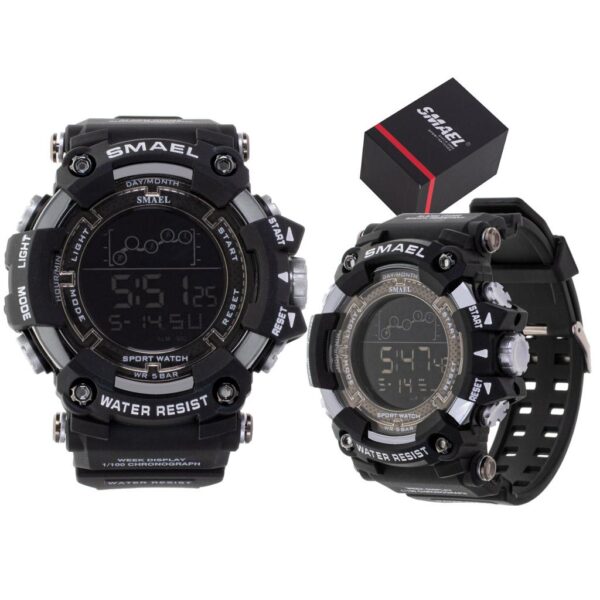 Ceas Militar pentru barbati, SMAEL, impermeabil, afisaj LED, culoare Negru - imagine 4