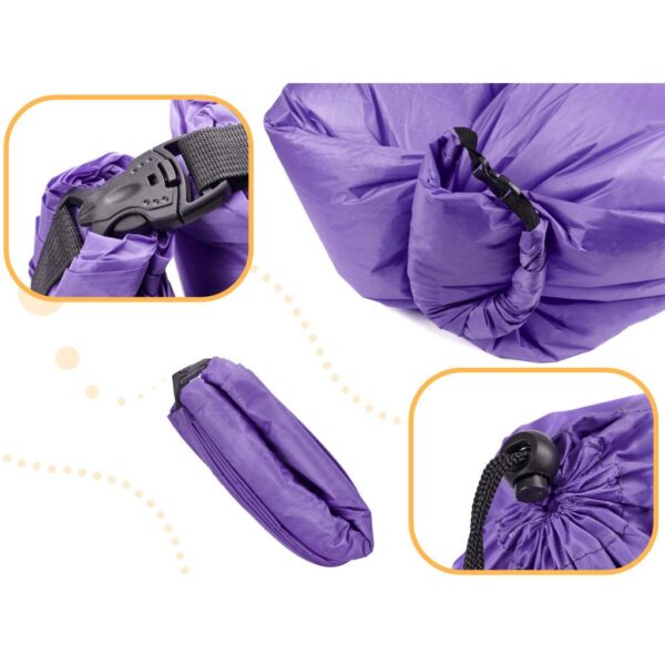 Saltea Autogonflabila "Lazy Bag" tip sezlong, 230 x 70cm, culoare Violet, pentru camping, plaja sau piscina - imagine 2