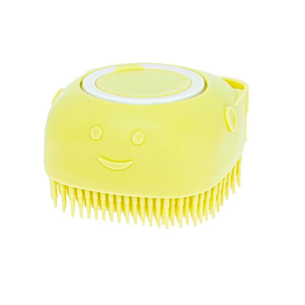 Perie din silicon cu dozator de sampon pentru spalare caini sau pisici, 7,5 x 7,5 cm, culoare galben - imagine 5