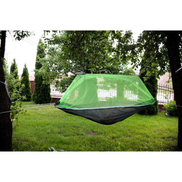 Hamac de Camping Dublu (2 persoane), 200 x 100 cm + Plasa de tantari, culoare Verde - imagine 3