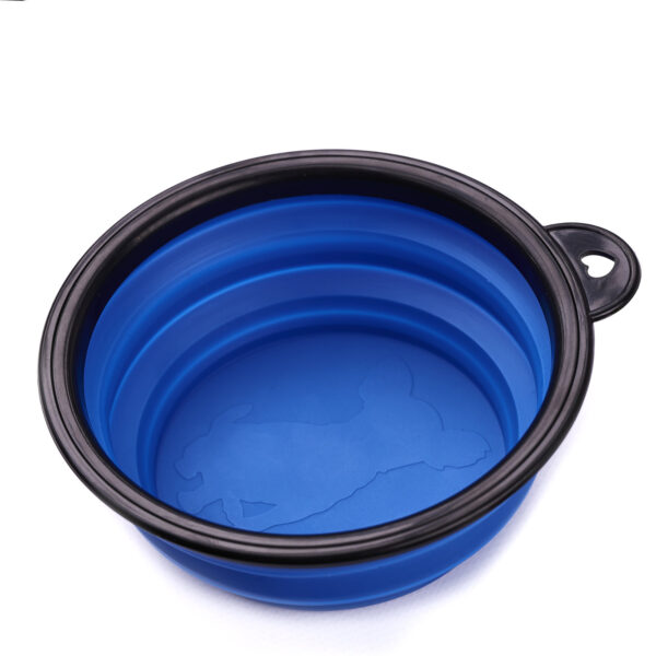 Bol de voiaj din silicon pentru animale de companie, pliabil, culoare albastra, diametru 12 cm - imagine 3