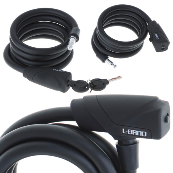 Antifurt bicicleta, Dispozitiv de blocare biciclete, spiralat, cu cheie, lungime 150cm, culoare Neagra - imagine 2