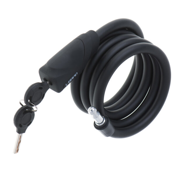 Antifurt bicicleta, Dispozitiv de blocare biciclete, spiralat, cu cheie, lungime 150cm, culoare Neagra - imagine 4