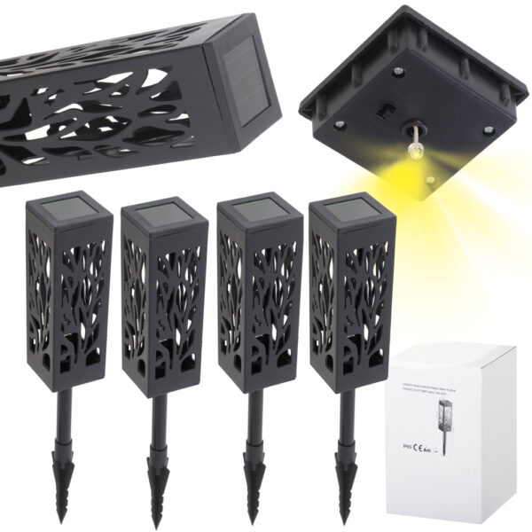 Set 4 lampi solare de gradina cu picior tip "Lampion" cu LED - imagine 4