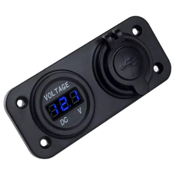 Voltmetru cu 2 x porturi incarcare USB, pentru vehicule offroad, ATV, SSV, quad, moto sau utilaje agricole, alimentare 12V - imagine 3