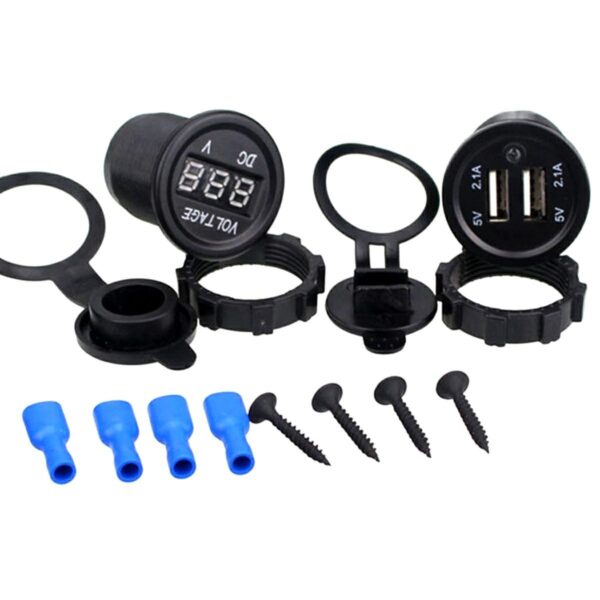 Voltmetru cu 2 x porturi incarcare USB, pentru vehicule offroad, ATV, SSV, quad, moto sau utilaje agricole, alimentare 12V - imagine 5