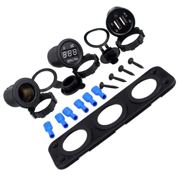 Priza de Bricheta Universala, etansa, cu Voltmetru si incarcare 2 x USB, pentru vehicule offroad, ATV, SSV, quad, moto sau utilaje agricole, alimentare 12V - imagine 5