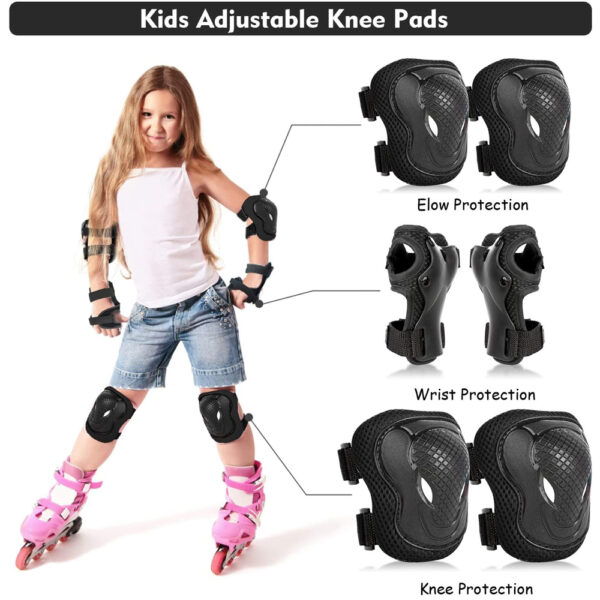 Set pentru copii, 6 x protectii pentru genunchi, coate si incheieturi (bicicleta, role, skateboard, patine) - imagine 3