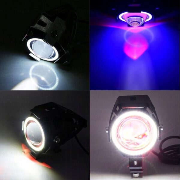 Proiector LED cu Lupa, Angel Eye ALB si Devil Eye RED, alimentare 12V, pentru Off-Road, ATV, SSV, UTV - imagine 3