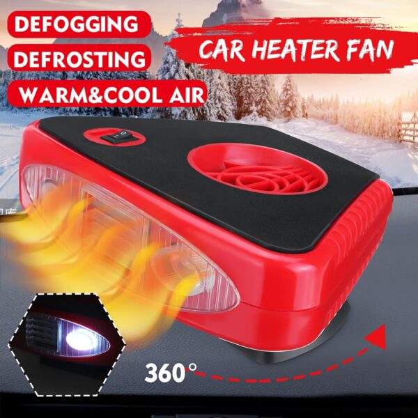 Aeroterma Auto 3in1, pentru ventilatie, incalzire sau dezaburire geam auto, 12V, 150W, cu lanterna - imagine 6