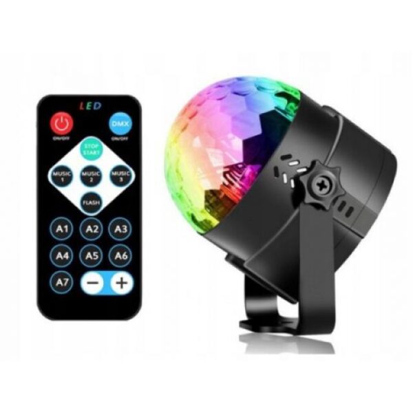 Proiector Disco LED RGB cu telecomanda si senzor de sunet - Bila Disco pentru petreceri - imagine 5