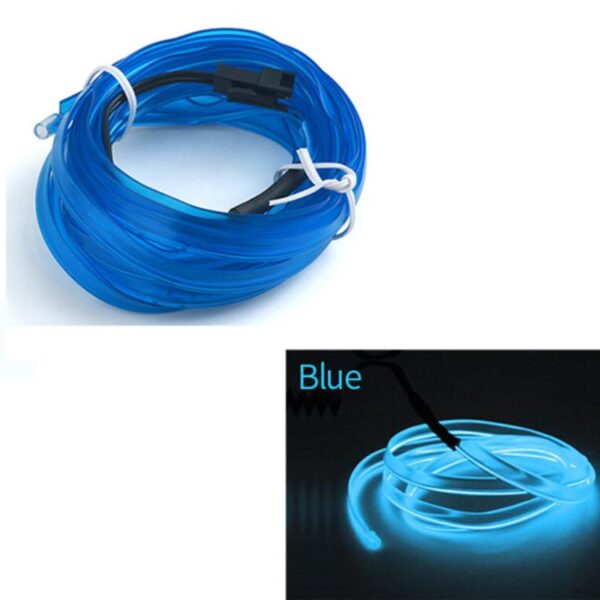 Fir Neon Auto "EL Wire" culoare Albastru, lungime 5M, alimentare 12V, droser inclus - imagine 4