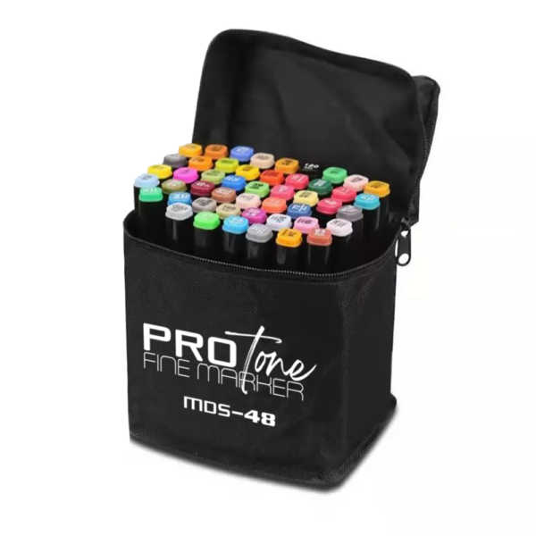 Set 48 Markere Profesionale pentru pasionatii de desen, cu cap dublu gros - subtire, cu geanta de depozitare, model AVX-WT-MDS-48 - imagine 8