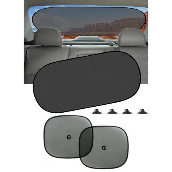 Set Protectie Solara Auto format din 3 piese, parasolar luneta + 2 parasolare laterale, prindere cu ventuze - imagine 2