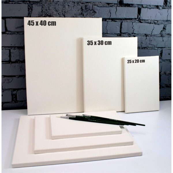 Set 3 sasiuri din lemn cu panza CANVAS pentru pictura, culoare Alb Mat, Marca AVEX
